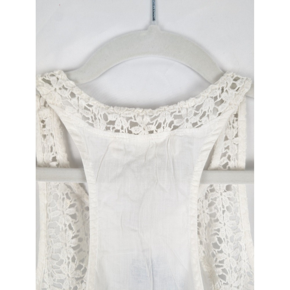Abercrombie Fitch Y2K Floral Lace Fairy Embroidered Tank White Size S Boho Indie - Picture 6 of 9